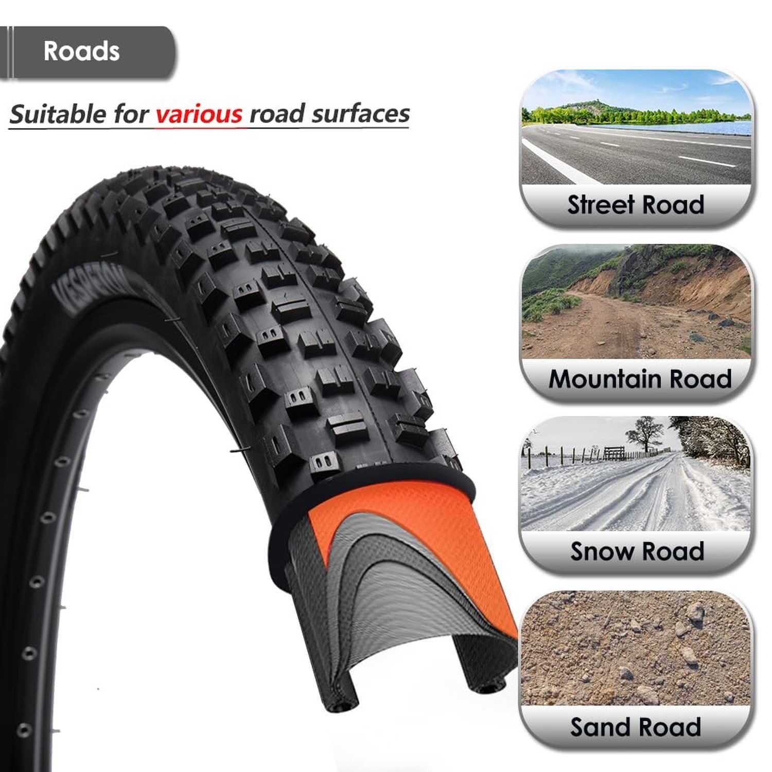 26/27.5/29 x2.25 inch Bike Tires Pair Mountain Bike Tires 60 TPI Foldable Kev…