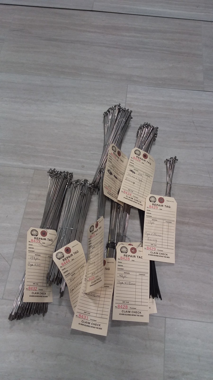 Bicycle Spokes 13Ga Assorted Steel Chrome with Nipples Various Sizes