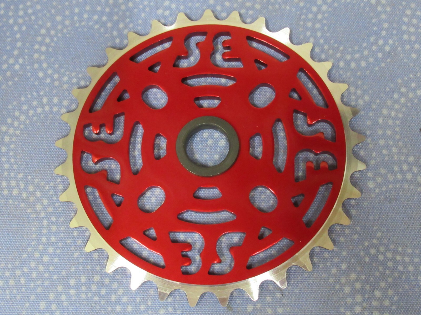 SE BMX Painted Red 33T Chainring with Adapter for 1/2″ x 1/8″ Chains – New