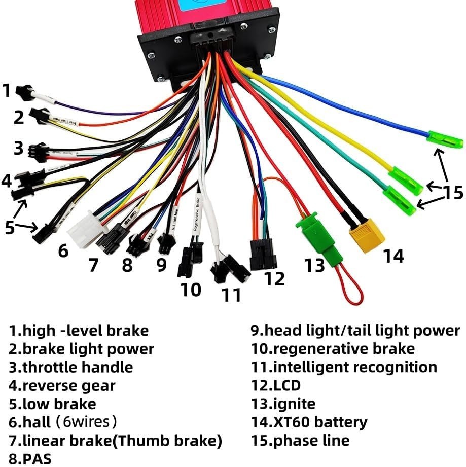 E-Bike Brushless Motor Controller LCD Display 36V 48V 60V 72V 1500W