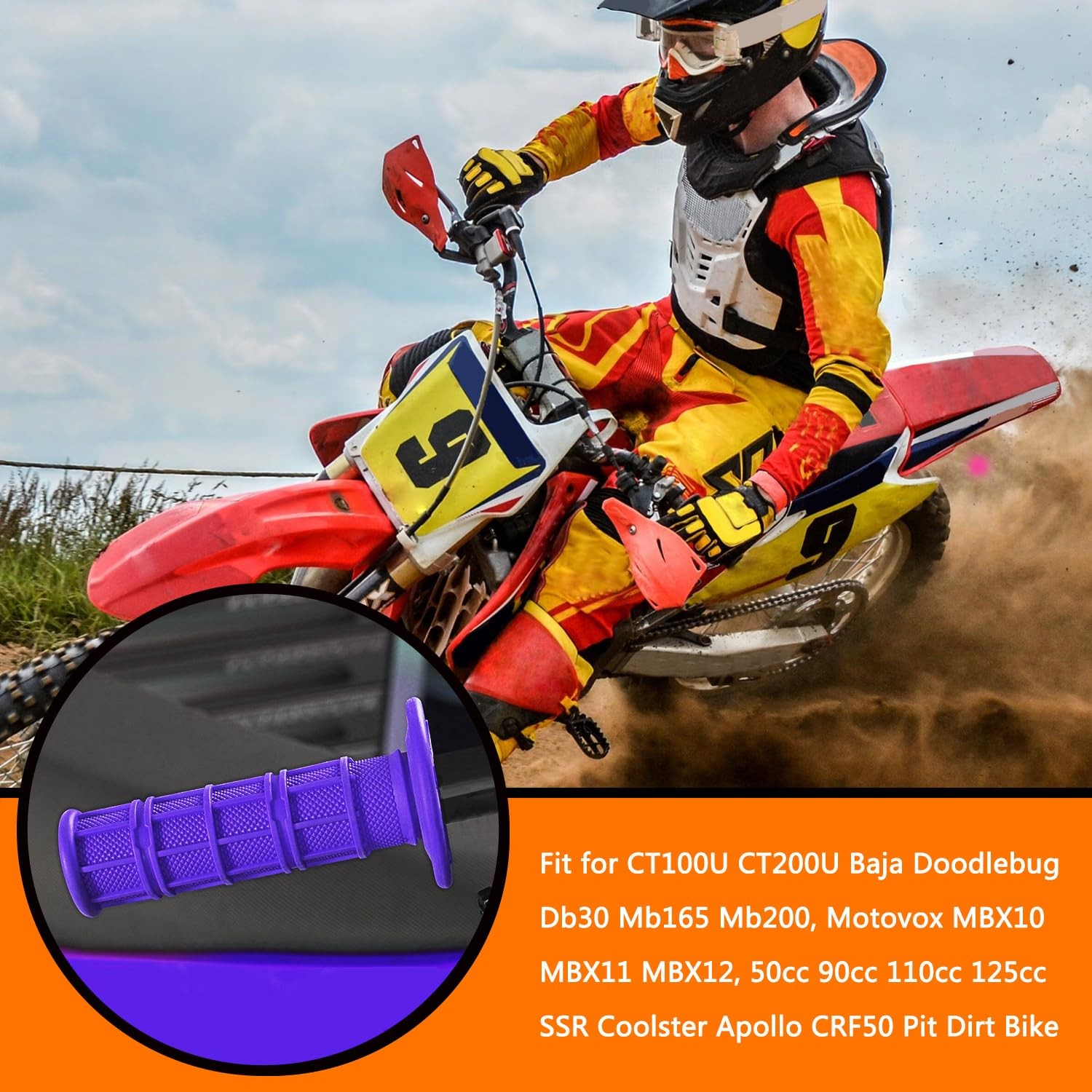 Universal Purple 7/8″ Handlebar Grips for 50125cc Dirt Pit Bike ATV Quad