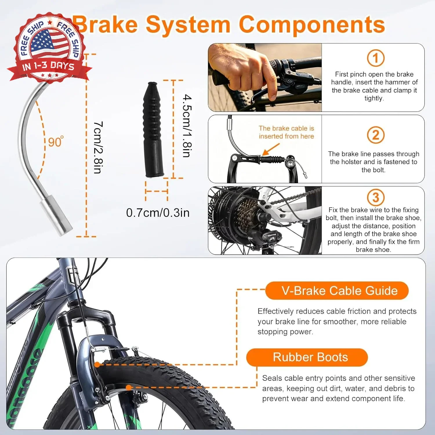 Bike Brake Cable Kit with Stainless Steel Bike Cable Cutter, Brake Cable and Bik