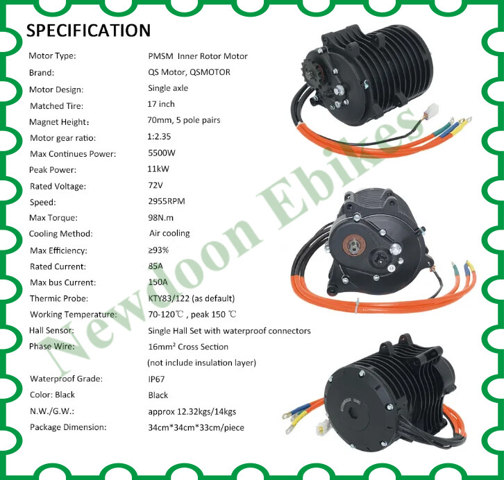 US stock:QS138-C 3000w 70H mid drive motor kit(ND72530 Fardriver controller)