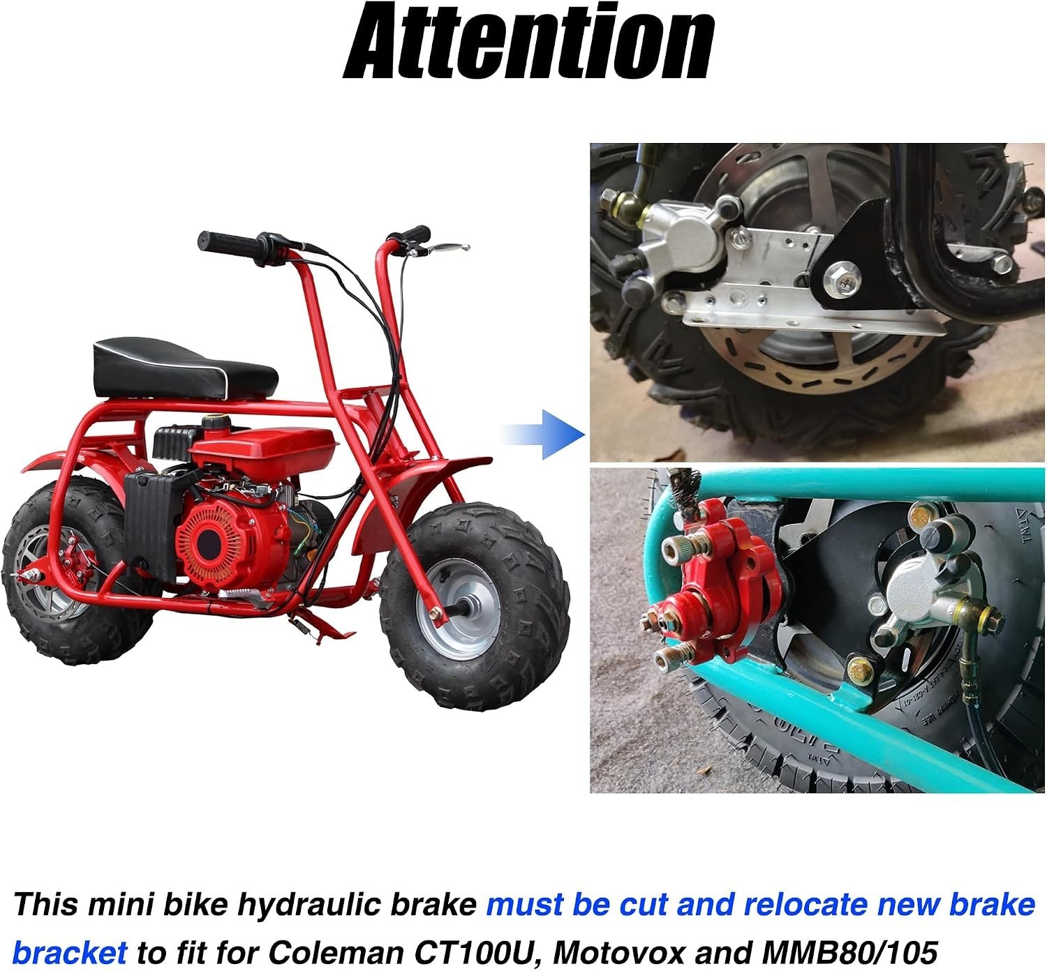 Mini Bike Hydraulic Brake Kit with 180Mm Mini Bike Rear Disc Brake Rotor Replace