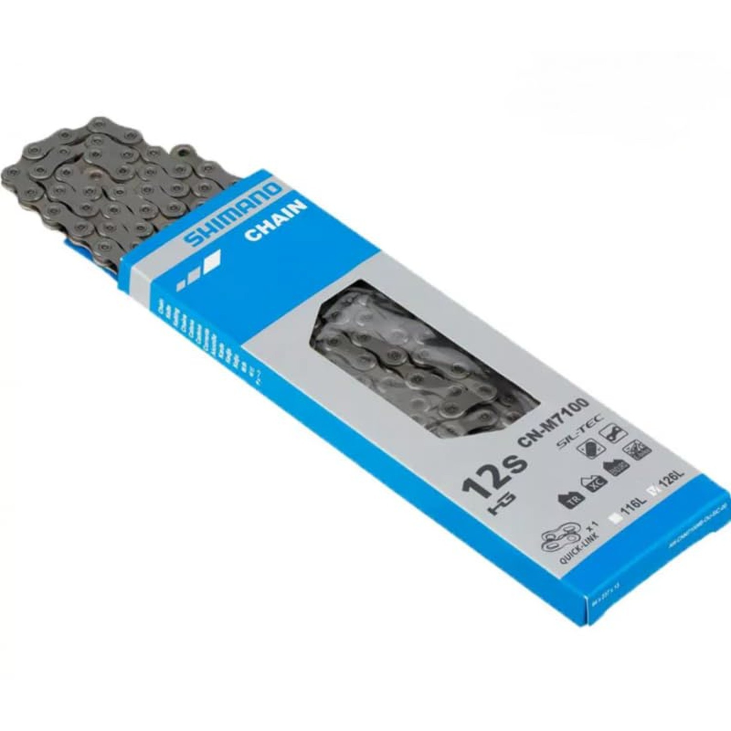 Shimano SLX CN-M7100 SLX Chain with Quick Link, 12-Speed, 126L,Silver Silver