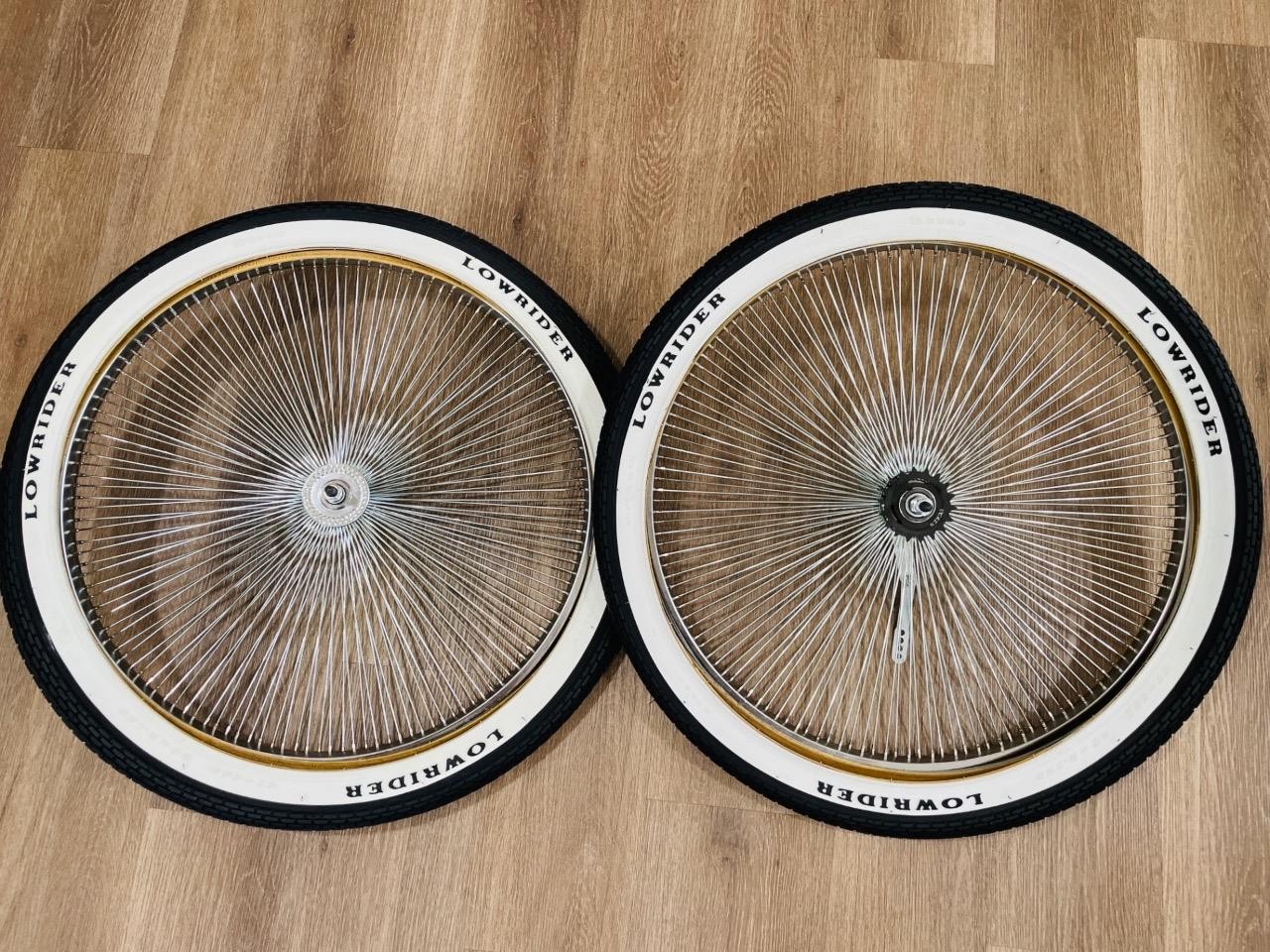Pair 26″ Cruiser Lowrider LETTERS Bicycle Dayton CHROME Wheel Set 144 Spoke