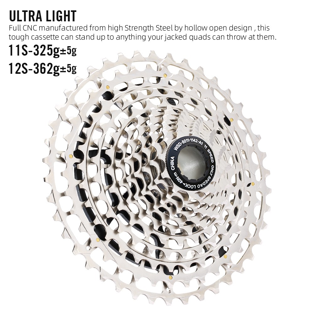 SPEDAO 12S 11-46T/11S 11-42T Cassette 325g Steel CNC HG for MTB Road Bike & Gravel
