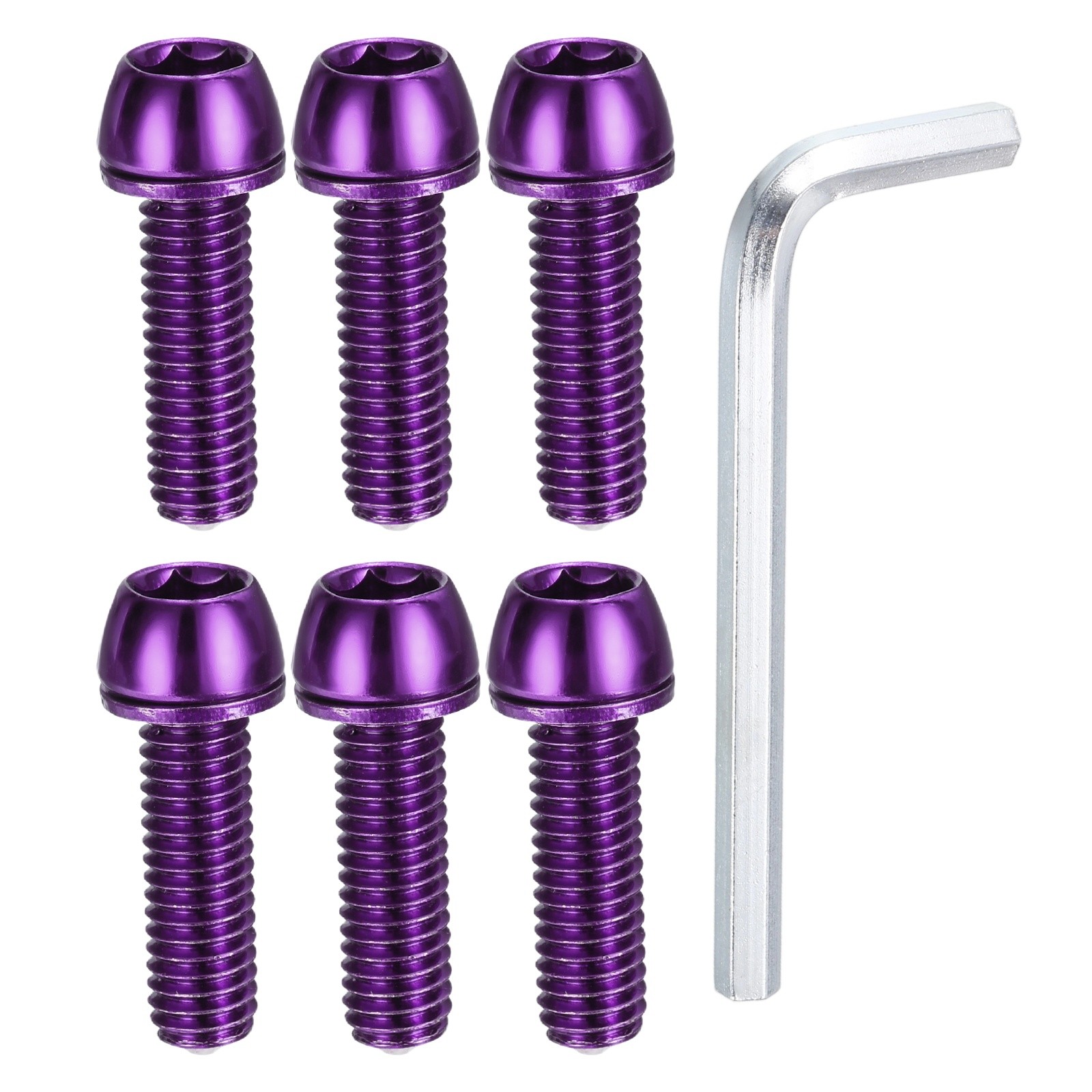 M6 x 20mm Bike Stem Bolts, 6pcs Tapered Bolts Screws for Bicycle Stem, Purple