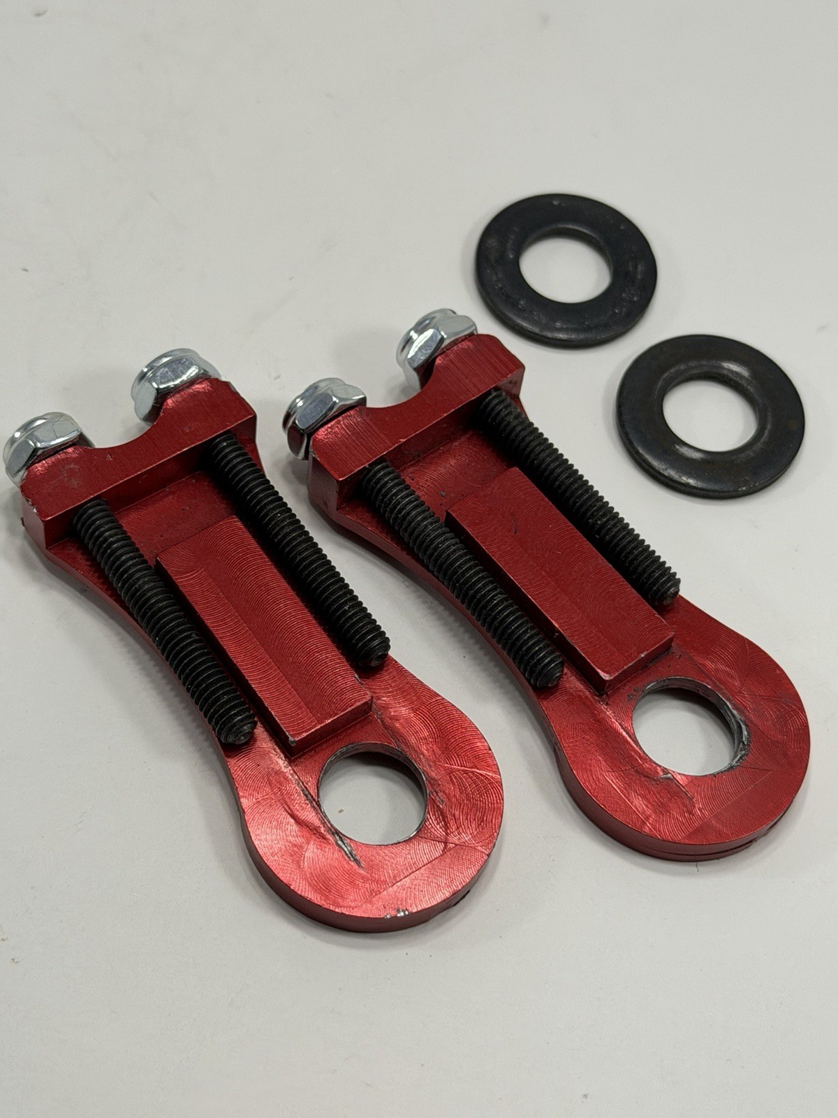 Profile Racing BMX Anodized Red Chain Tensioner Set 3/8″ Axle Mid School USA