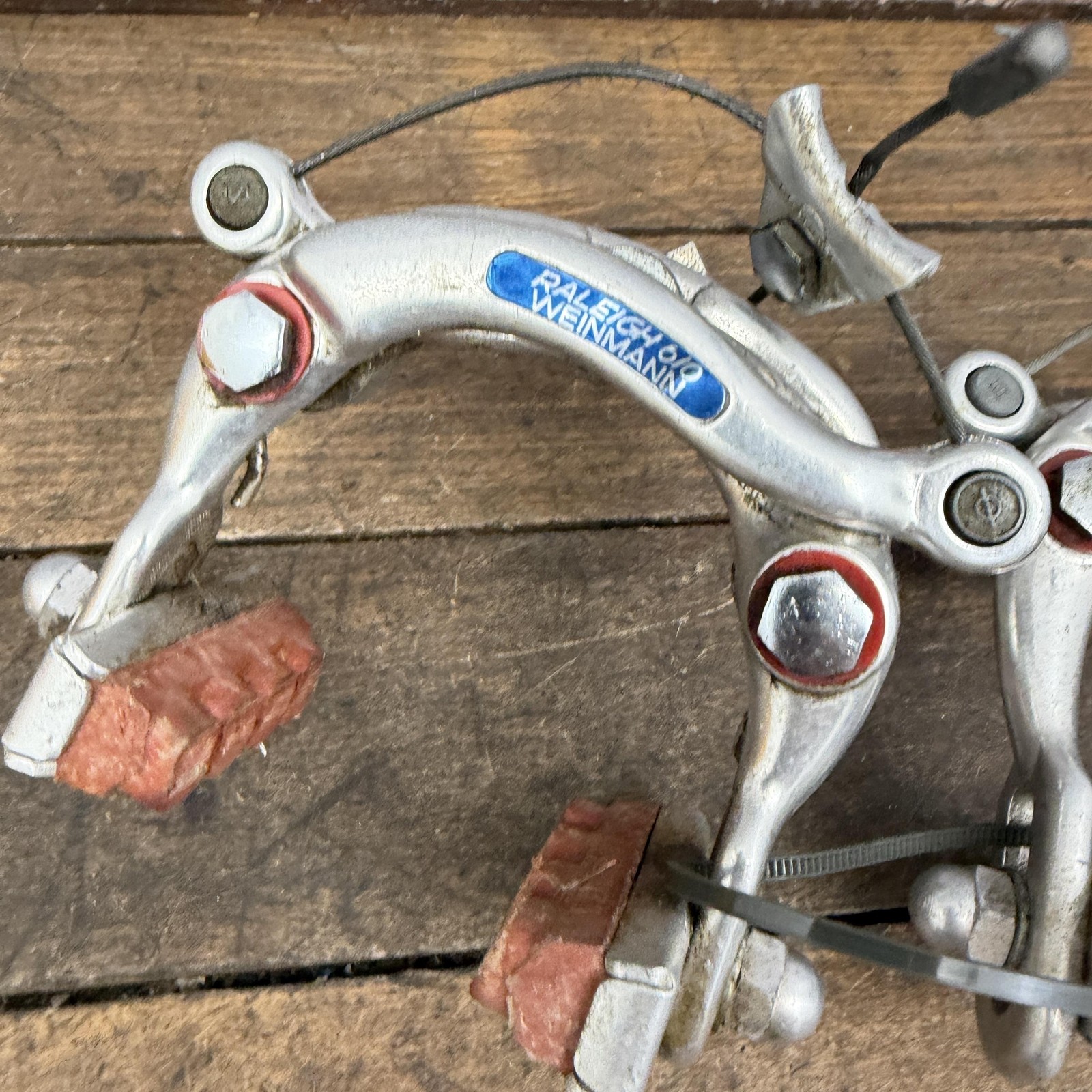 Vintage Raleigh Weinmann Caliper Brakes Set Silver Road Bike Center Pull Blue