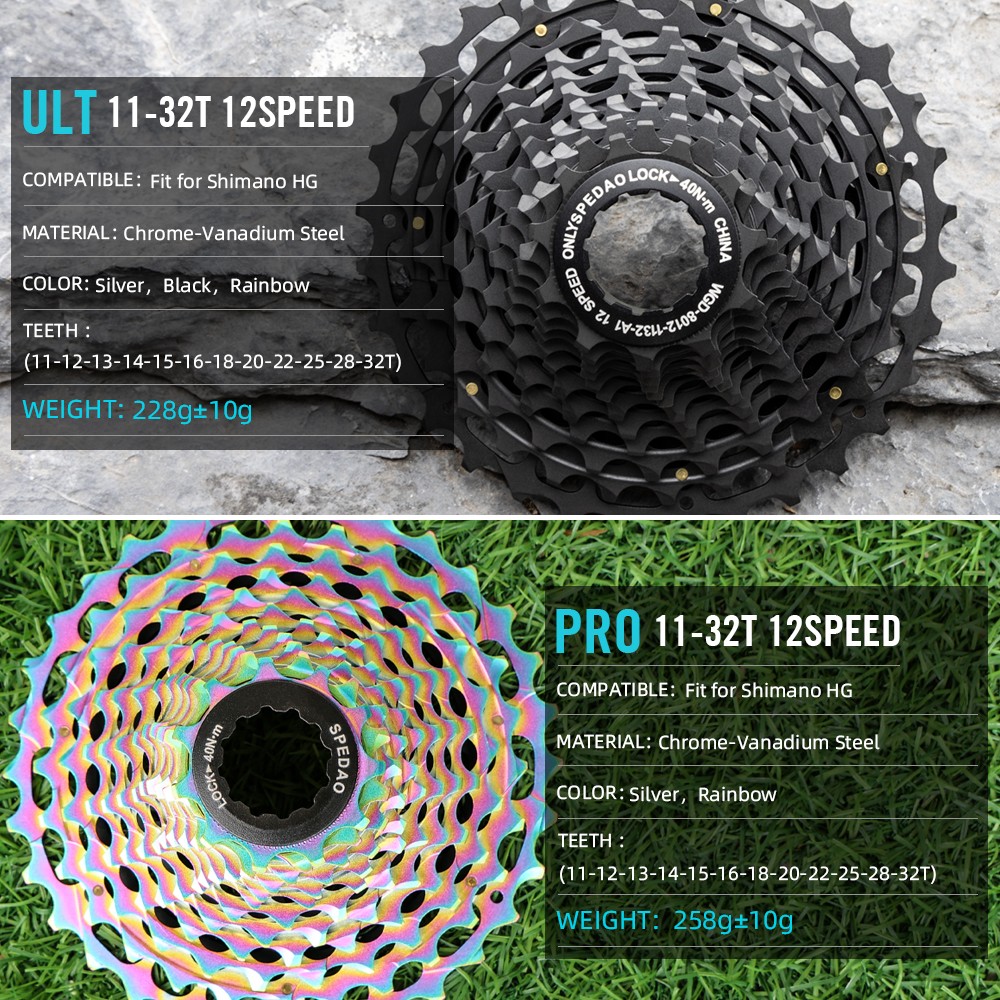 12 Speed Road Cassette 11-32T & Chain 126L Combo DLC CNC 228g for Shimano SRAM