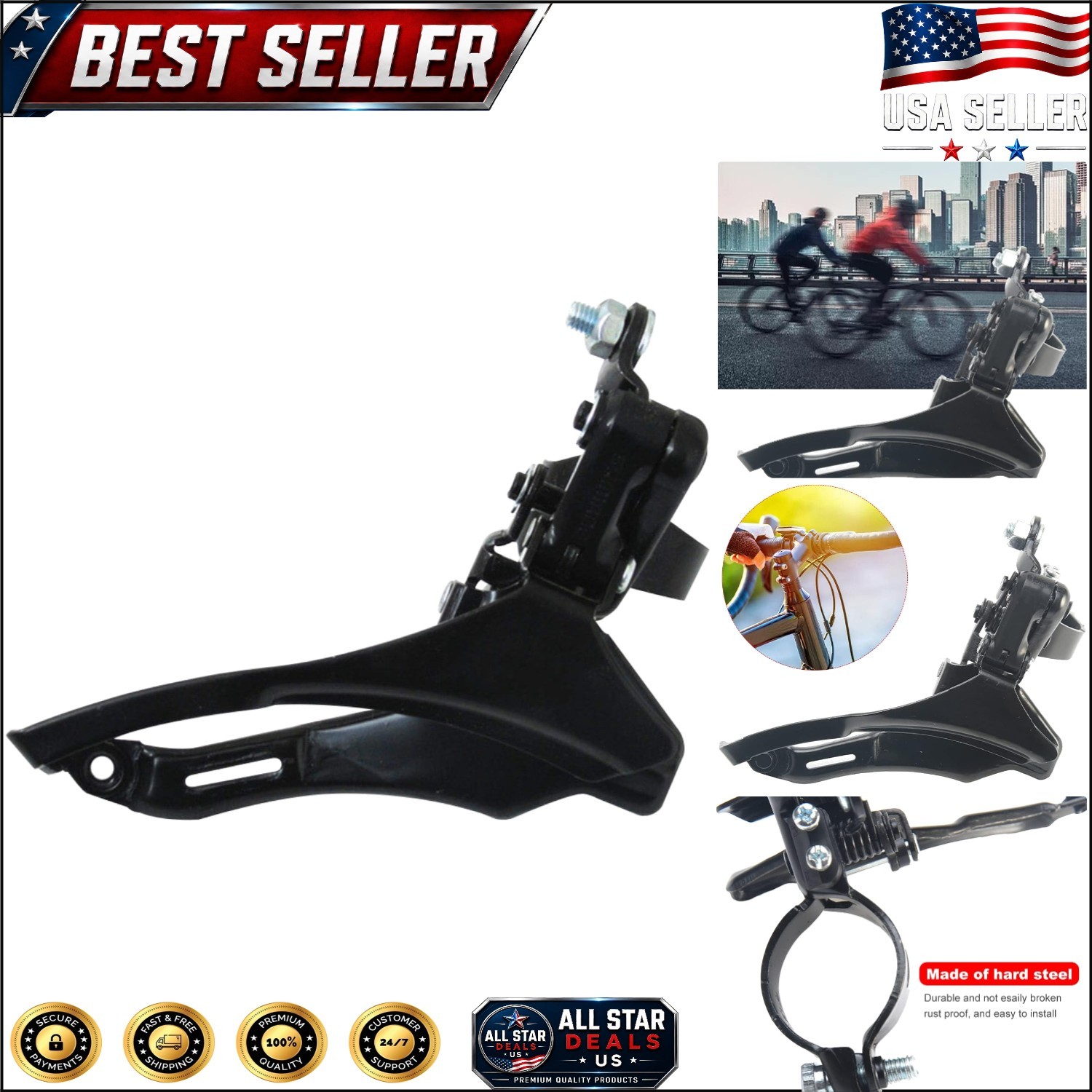 Universal Bike Front Derailleur – Durable Steel Speed Changer for 18/21 Speed
