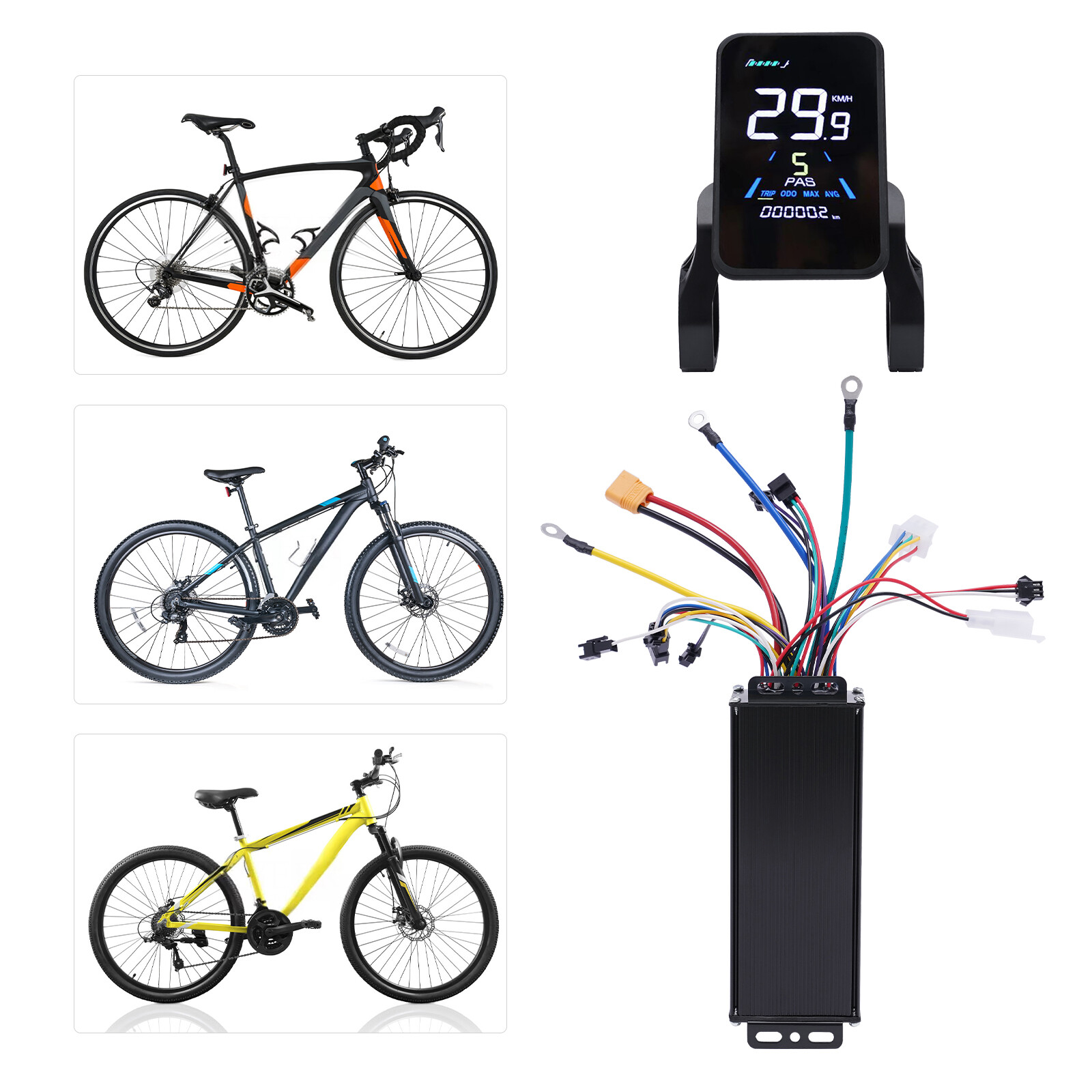 1200W 48V Electric Bicycle eBike Scooter Brushless Controller Kit LCD Display