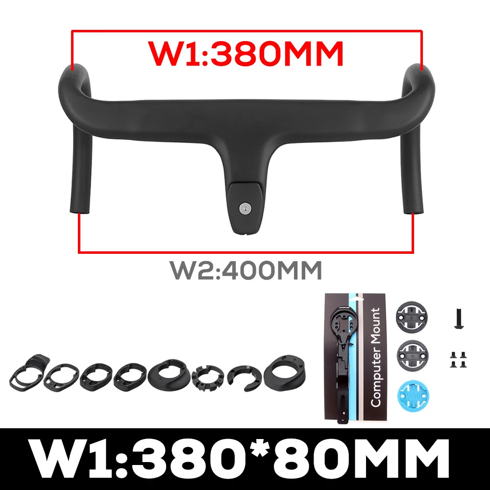 Road Bike Carbon Internal Cable Integrated Bicycle Handlebar Cockpit 360mm-380mm