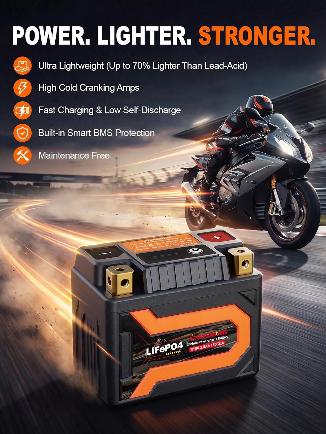 Lithium Motorcycle Battery YTX4L-BS / YTZ5S-BS, 12.8V 2.5Ah YTX4L-BS 2.5Ah