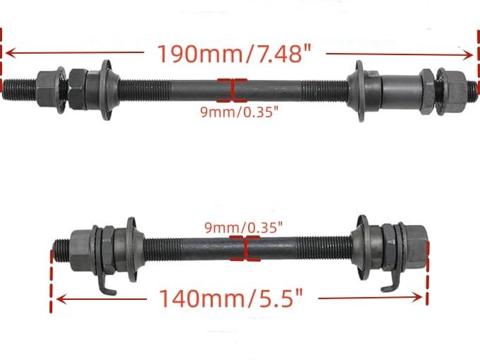 CDHPOWER Bike Axles 140mm/190mm Bicycle Hub Axle Front and Rear 190, black