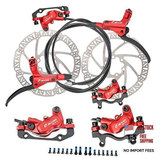 zoom HB876 4-Piston Pre-Bled Hydraulic Disc Left-Front&Right-Rear ZM3000 Red