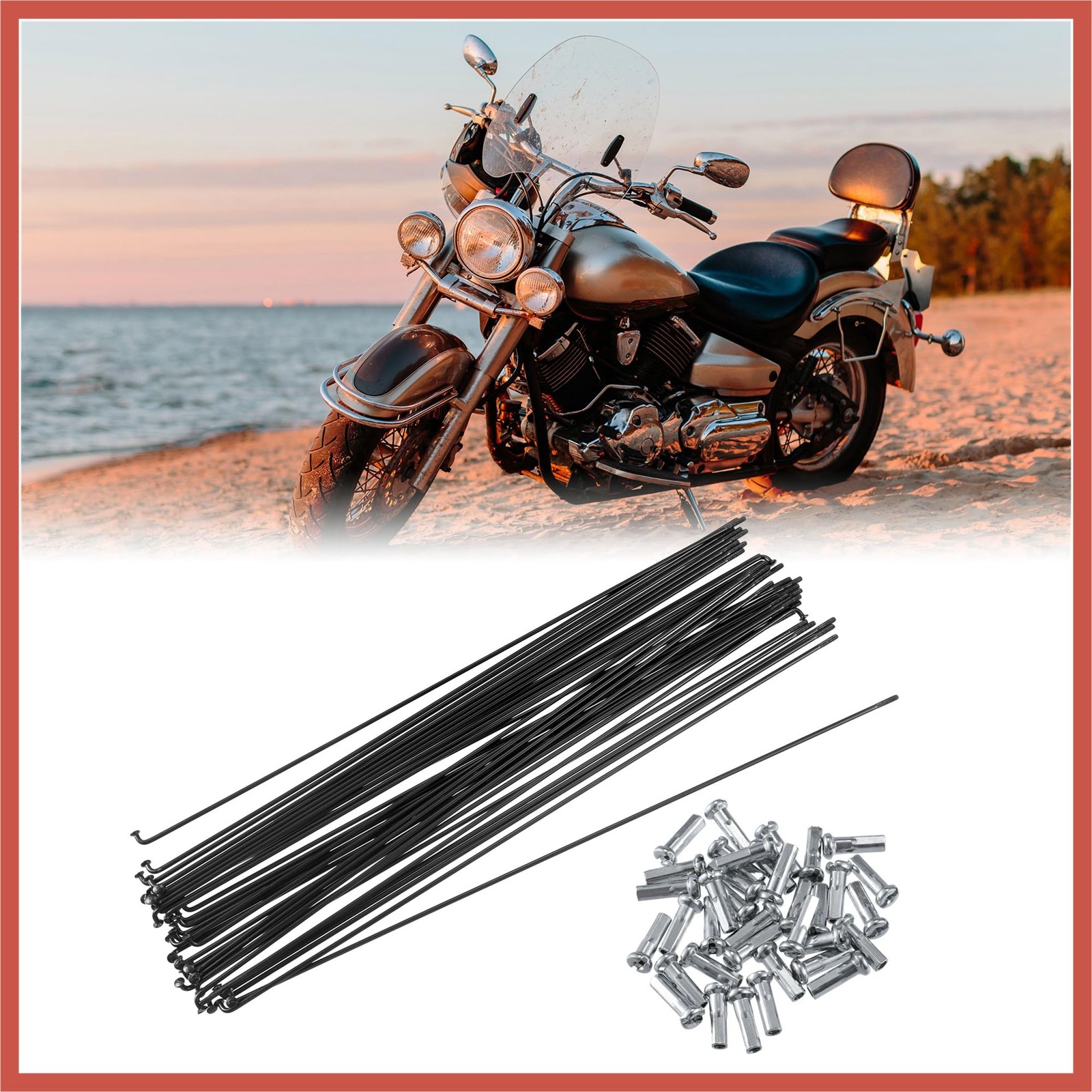 40 Pcs Bicycle Steel Spokes 14G Bike Spoke 268mm Length Wheel Wire Nipple