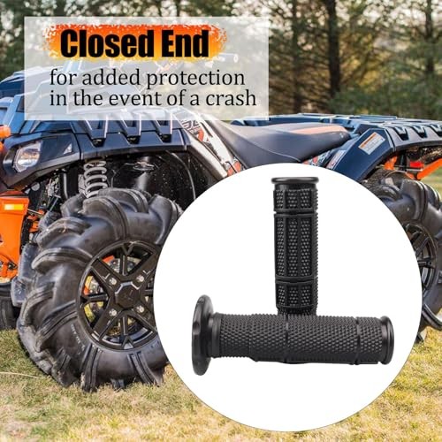 7/8» ATV Grips Upgrade Universal Handlebar Grips Soft Rubber Thumb Black