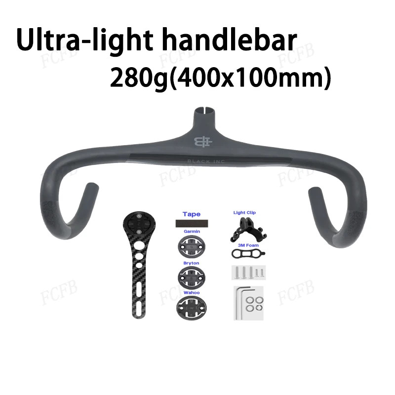 Road Bike Carbon Integrated Drop Bar with Stem Mount 28.6mm 380/400/420/440mm