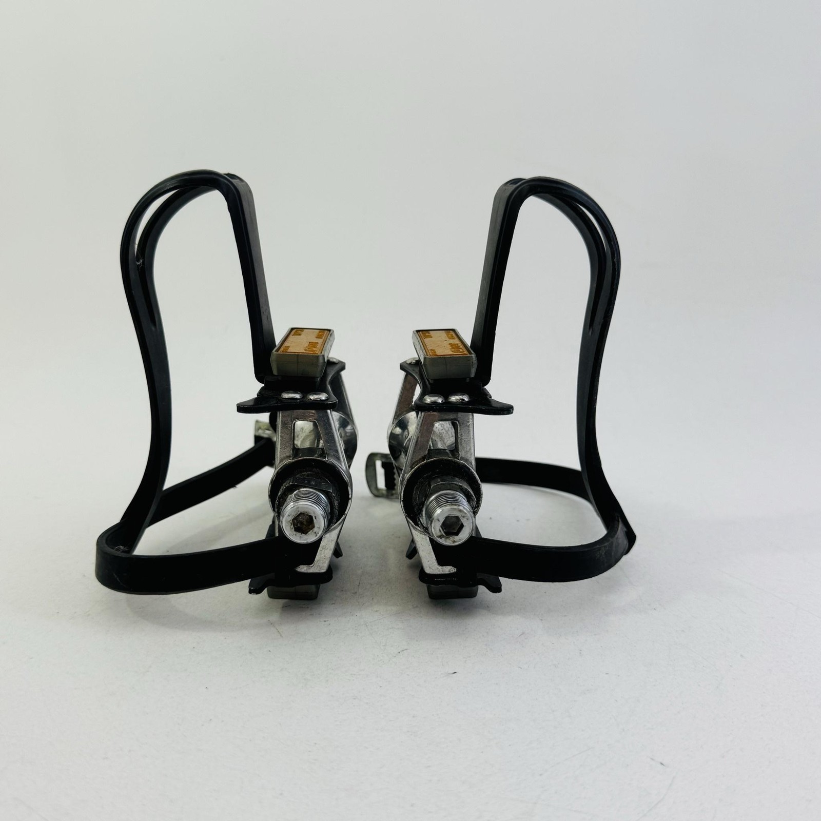 Vintage CatEye RR-0223-EZ SP-100 Platform Bike Pedals Toe Clips 9/16” Black A53