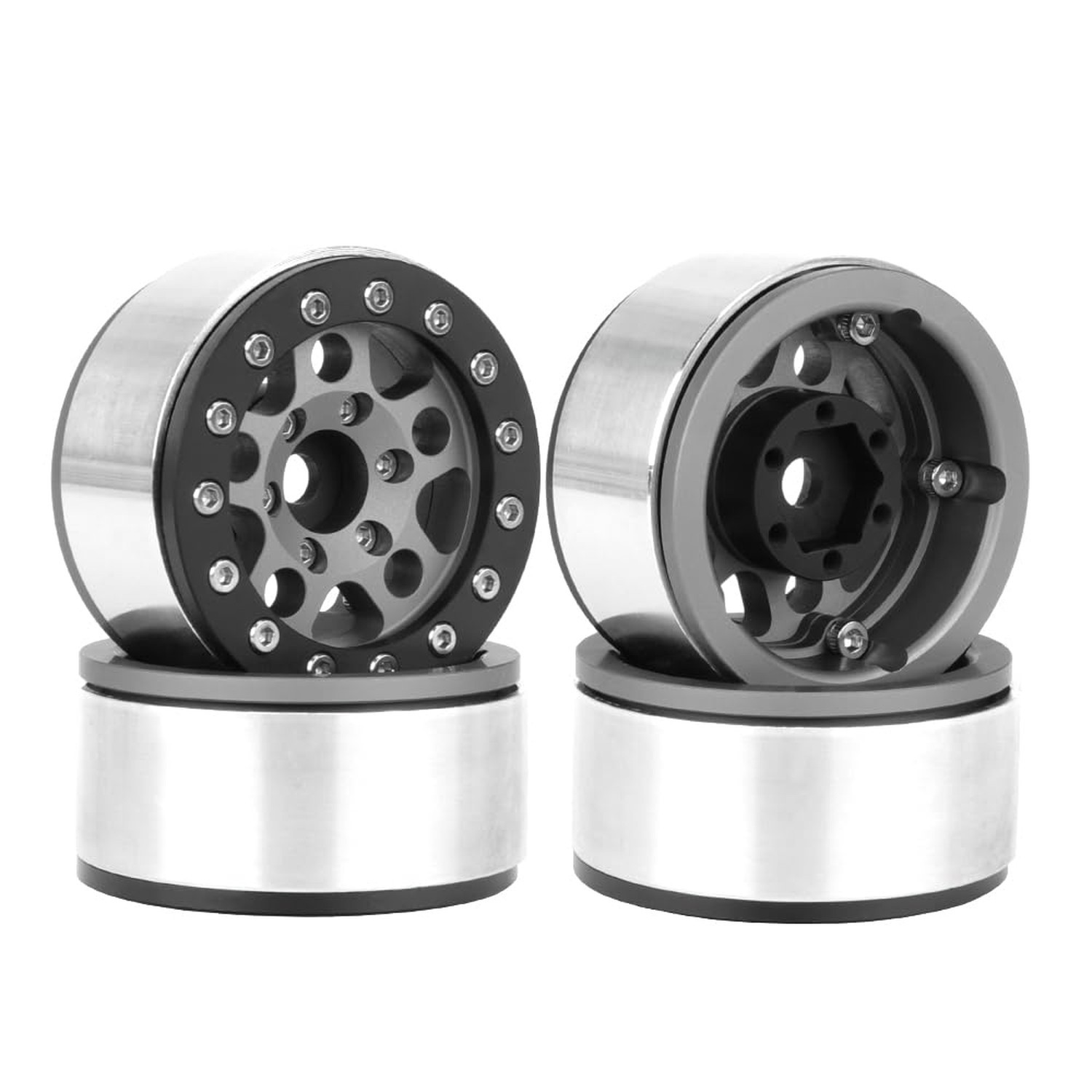 4PCS 1.55 Inch Aluminum Alloy Metal 5Spoke Beadlock Wheel Rim Hubs Replacemen…