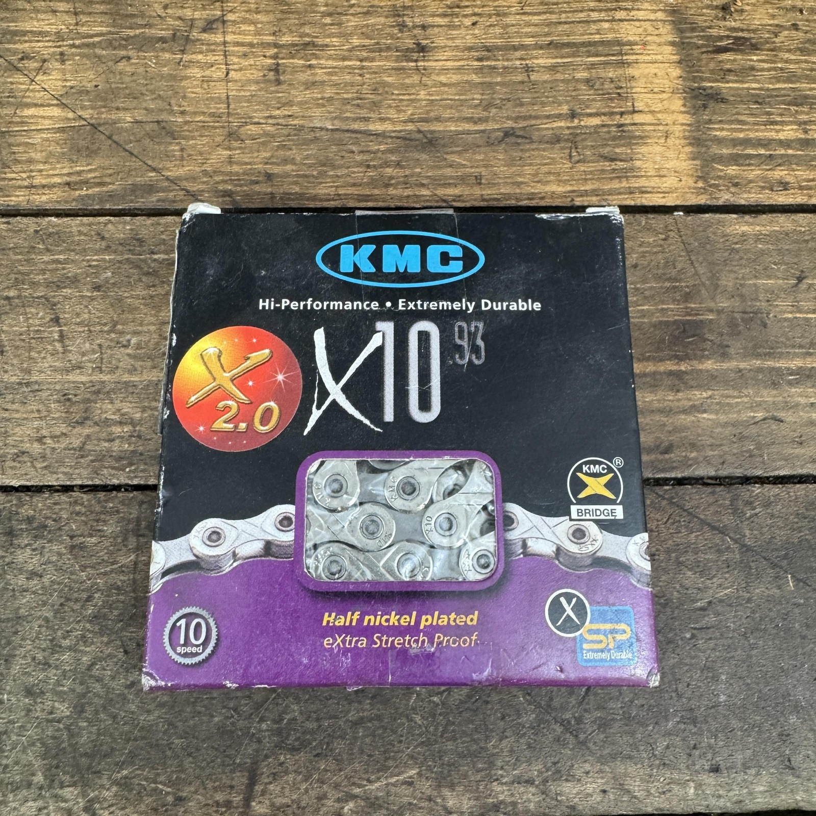 KMC X10.93 Bicycle Chain 10 Speed 116 Links Silver Grey Half Nickel Bike MTB