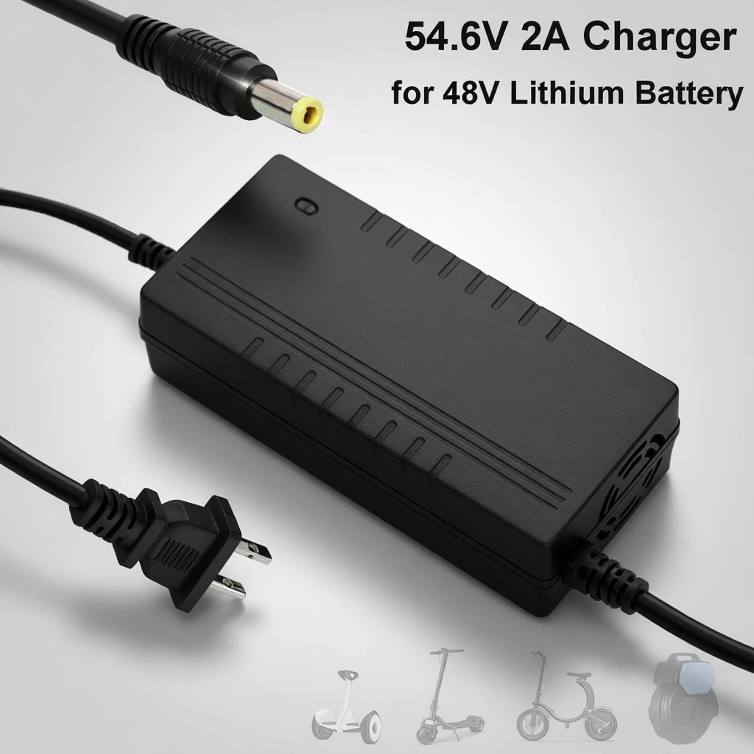 54.6V 2A Smart Charger for 48V Lithium Li-ion Battery DC 5.5×2.1mm Charger US