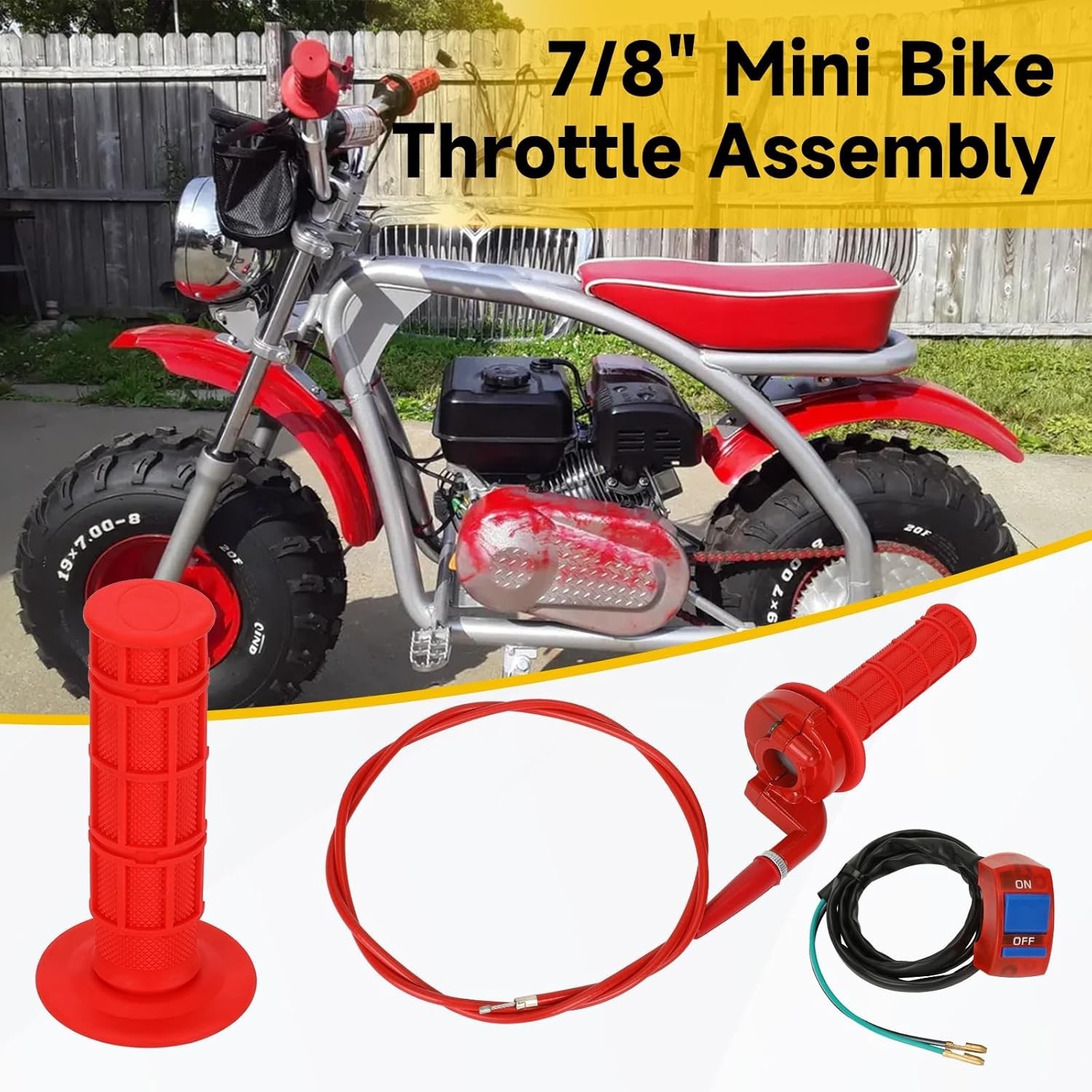 7/8″ Modern Throttle Cable Assembly for Pit Dirt Bikes – Includes Switch & Grips