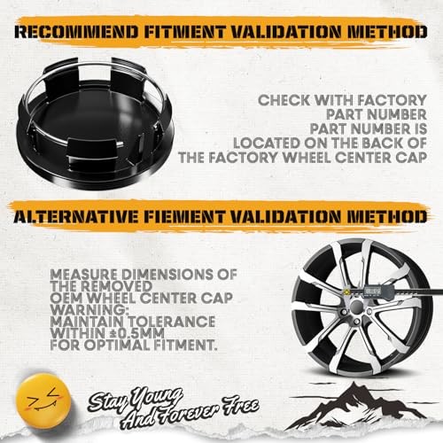 2.5Inch 63MM Wheel Center Caps for Dodge Outer 63MM , Inner 56MM Matte Black