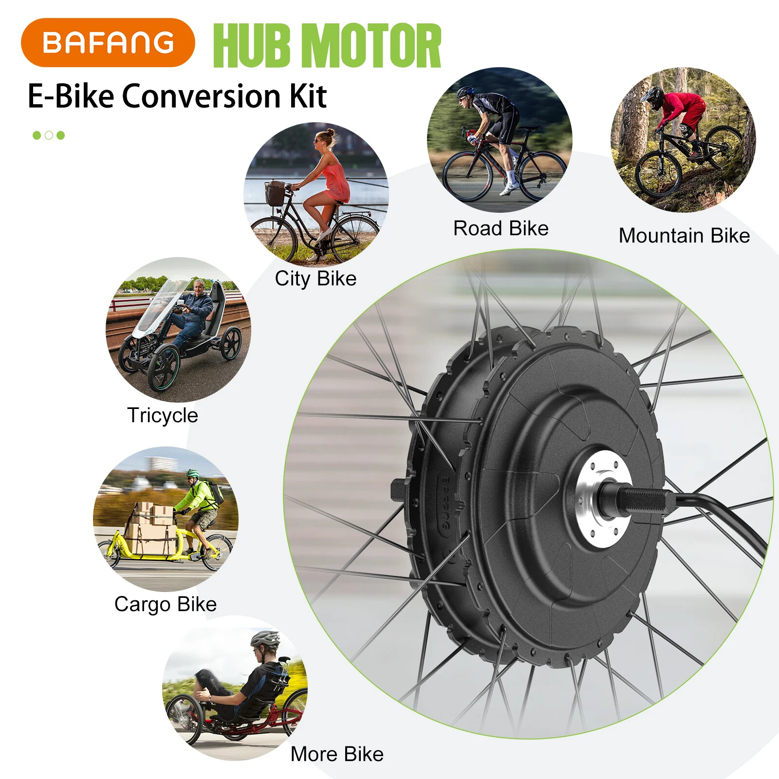 48V 750W Rear Wheel Drive Hub Motor for Electric Bike Conversion Kit 135-142mm
