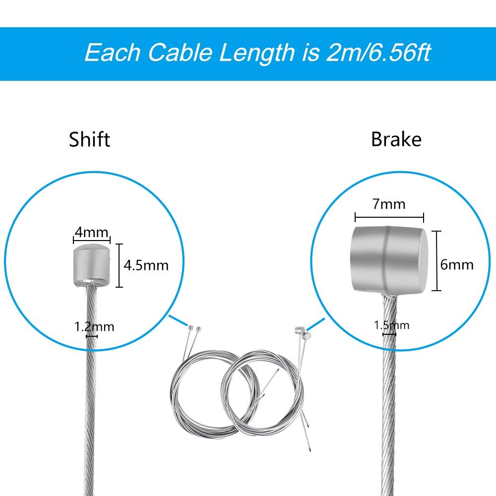 4PCS Bike Brake Cable Shifter Cable, Bicycle Gear Cable Wire for Mountain Bike,