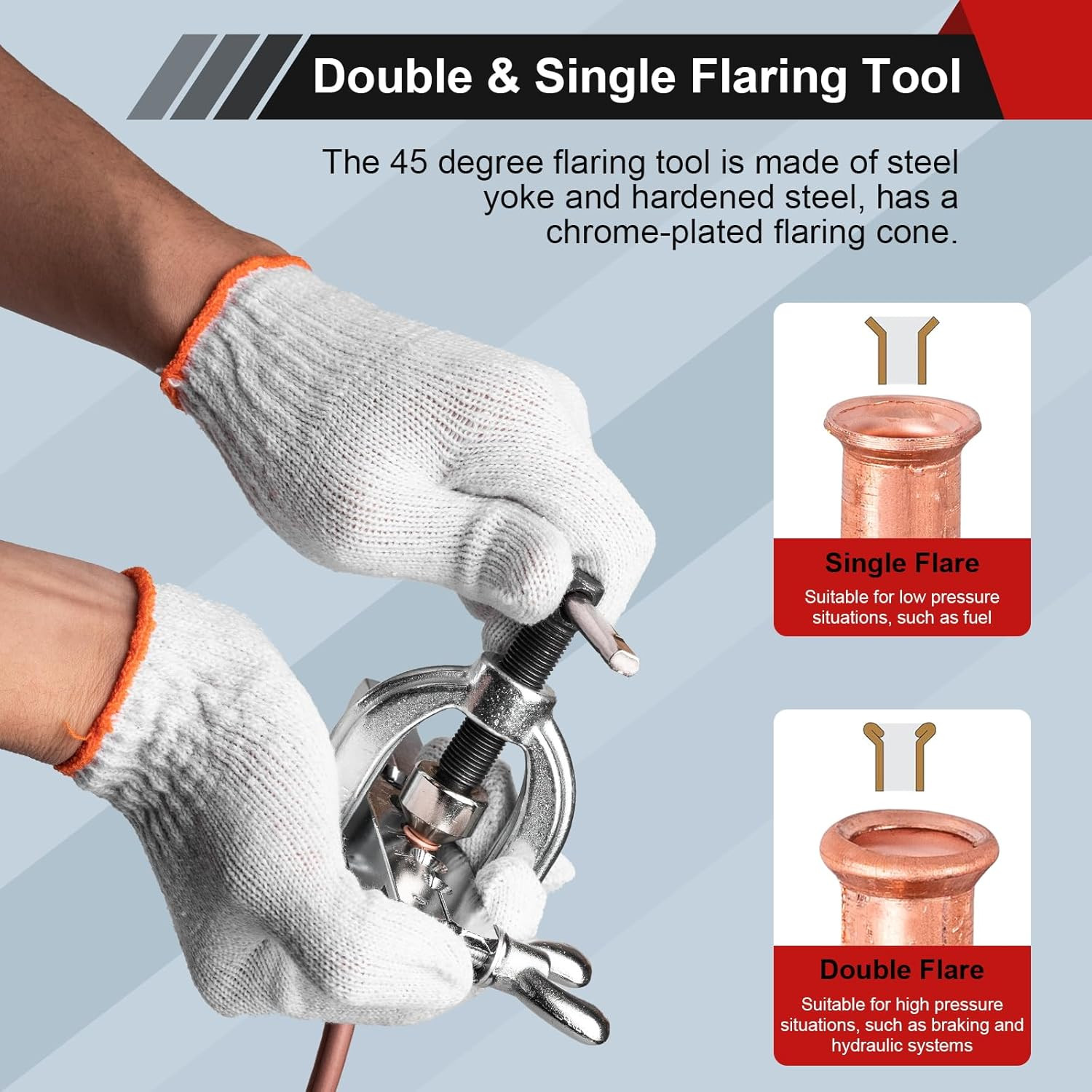 Brake Line Double & Single Flaring Tool Kit with Tubing Cutter, Brake Line Repai
