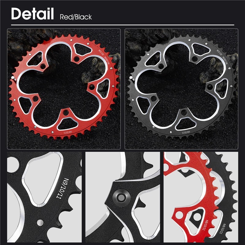 WEST BIKING Road Bike Chainring 110BCD 34T/50T Tooth Plate 8/9/10/11 Speed Black