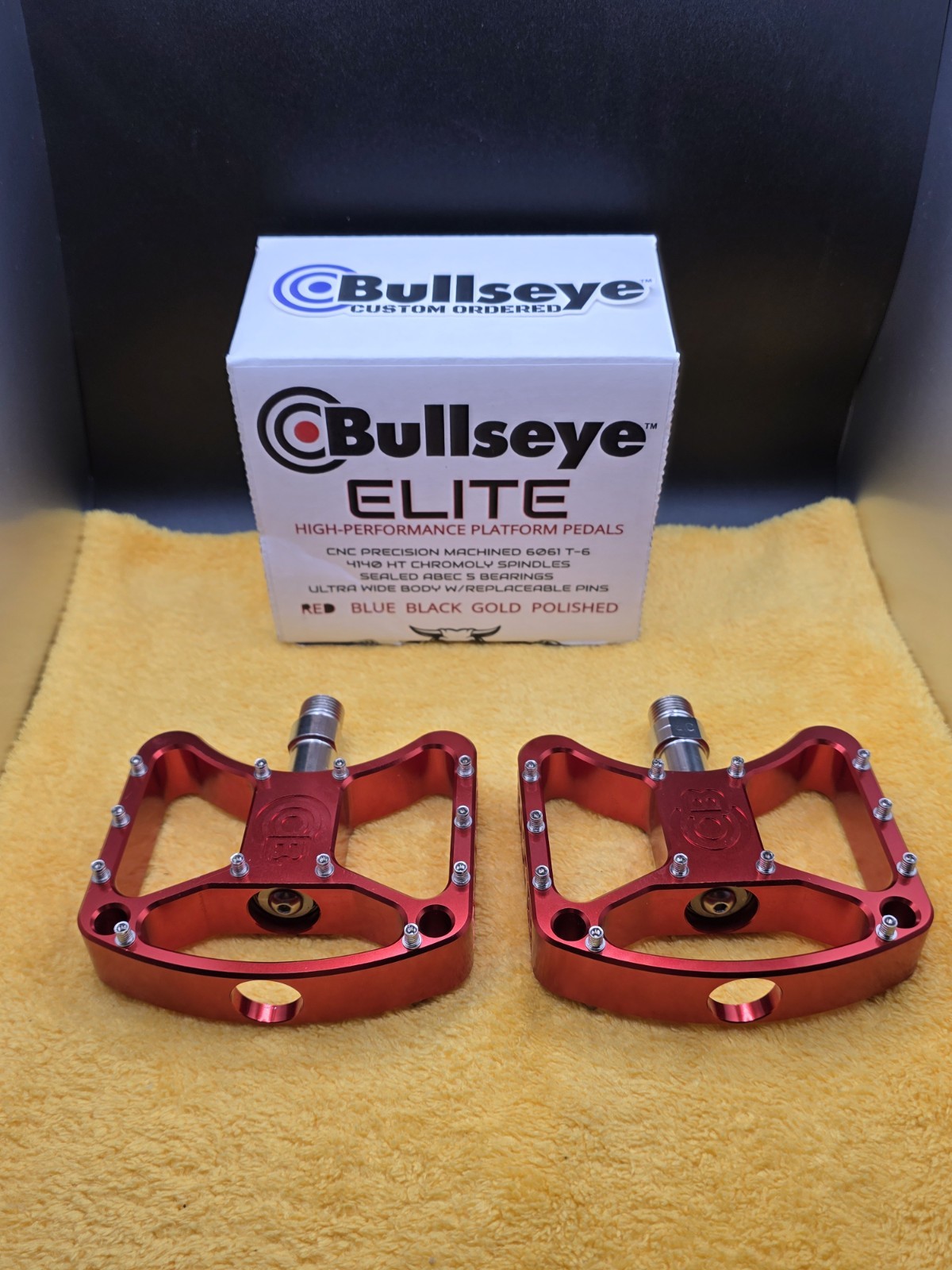 BULLSEYE 🎯 ELITE Pedals Red Rare Upgraded Bearings BMX GT HARO se Bikes HUTCH