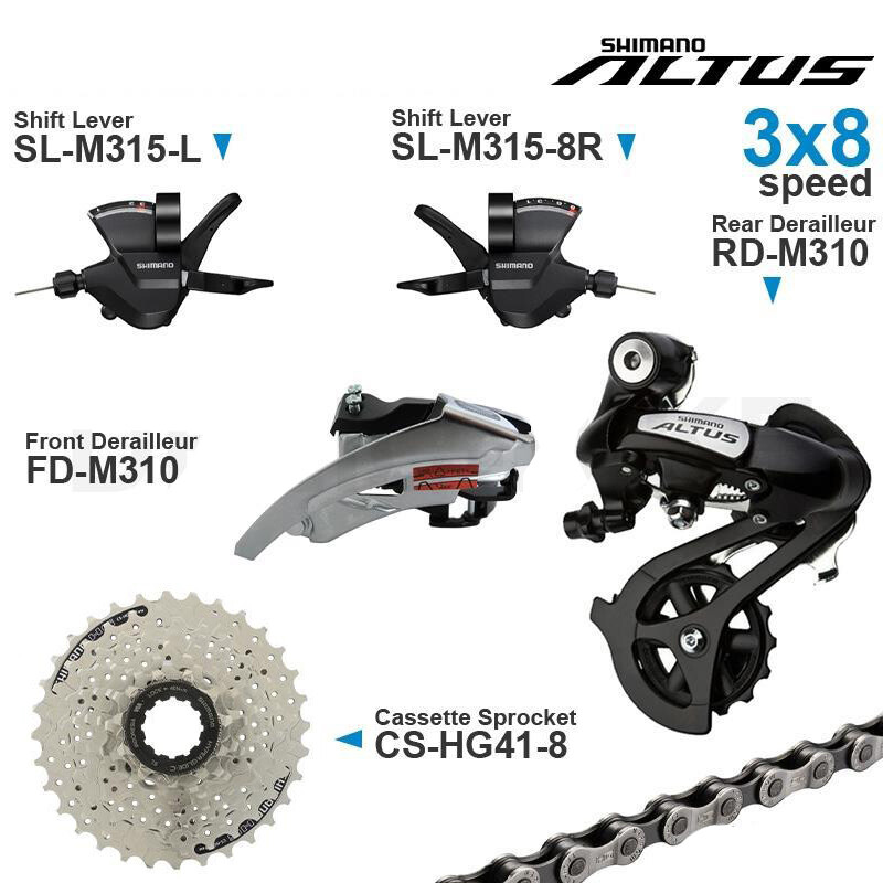 SHIMANO ALTUS ACERA 3×8 Speed Groupset M315 Shifter M310 Derailleur Cassette MTB