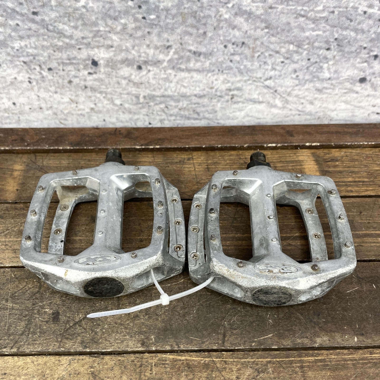 Vintage Schwinn XS BMX Pinned Pedals 1/2 Silver Aluminum Freestyle Old School