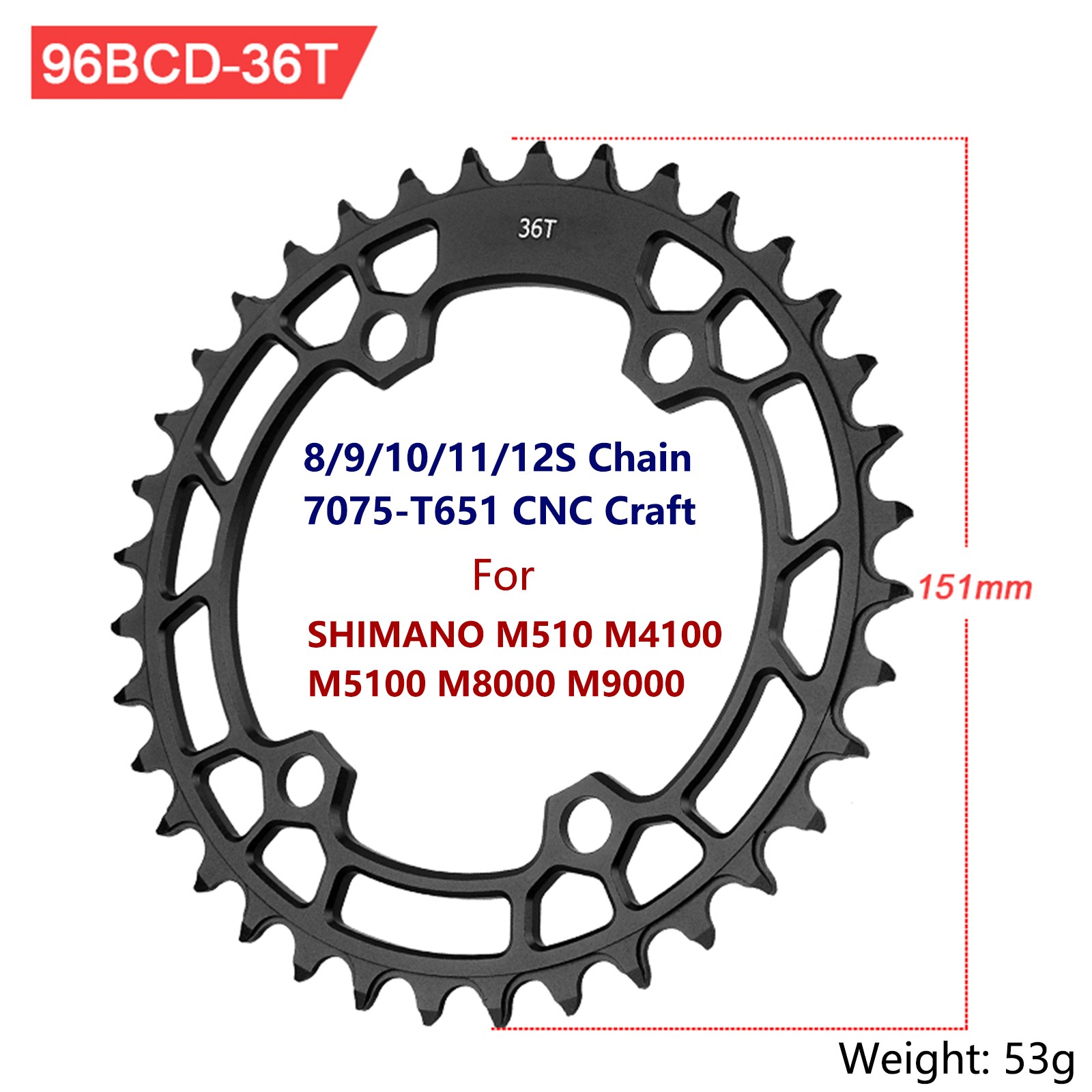 Bike Chainring 96BCD Narrow Wide Tooth MTB for XT SLX M6000 M7000 M8000 M9000