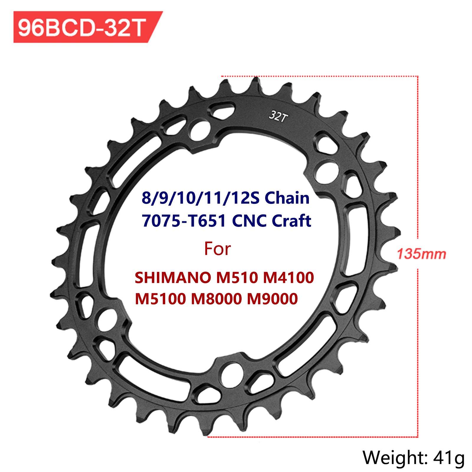 Bike Chainring 96BCD Narrow Wide Tooth MTB for XT SLX M6000 M7000 M8000 M9000