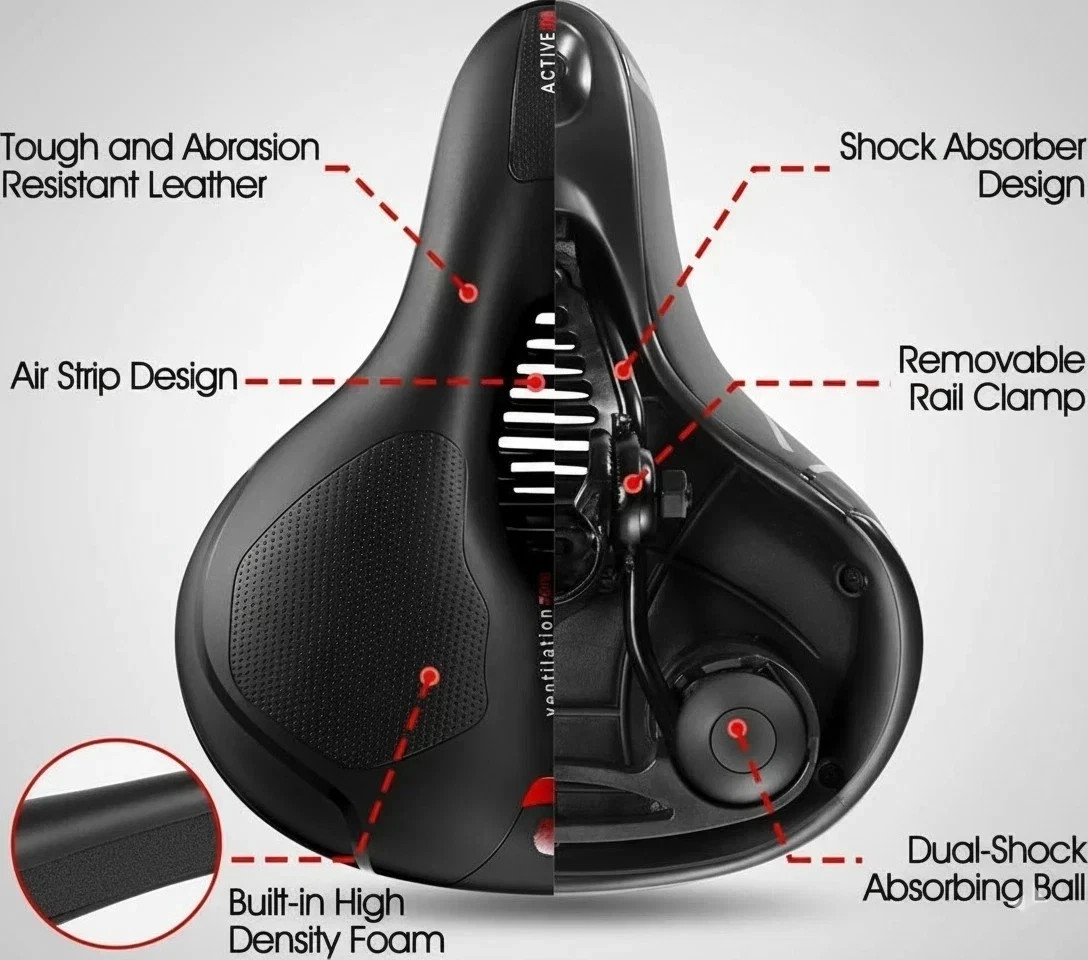 Extra Wide Big Bum Bike Bicycle Saddle Seat Gel Cushion Sporty Soft Comfort Pad