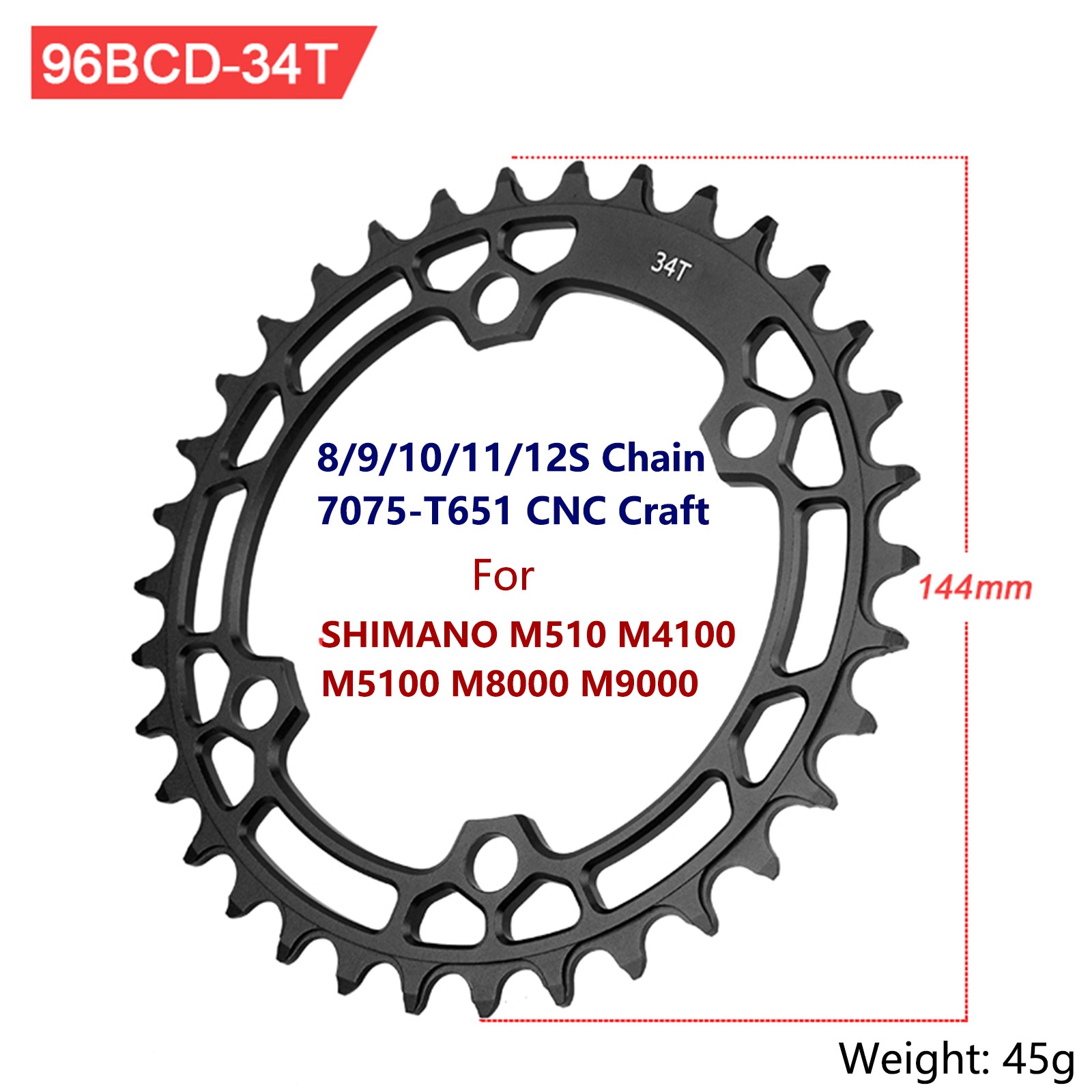 Bike Chainring 96BCD Narrow Wide Tooth MTB for XT SLX M6000 M7000 M8000 M9000