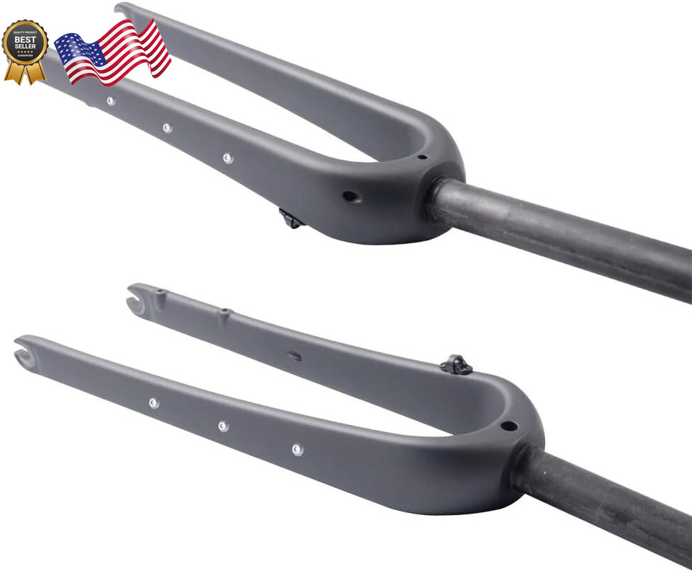 WCS 700C Carbon Fiber Gravel Bike Fork 1-1/8″ Straight Steerer Flat Mount