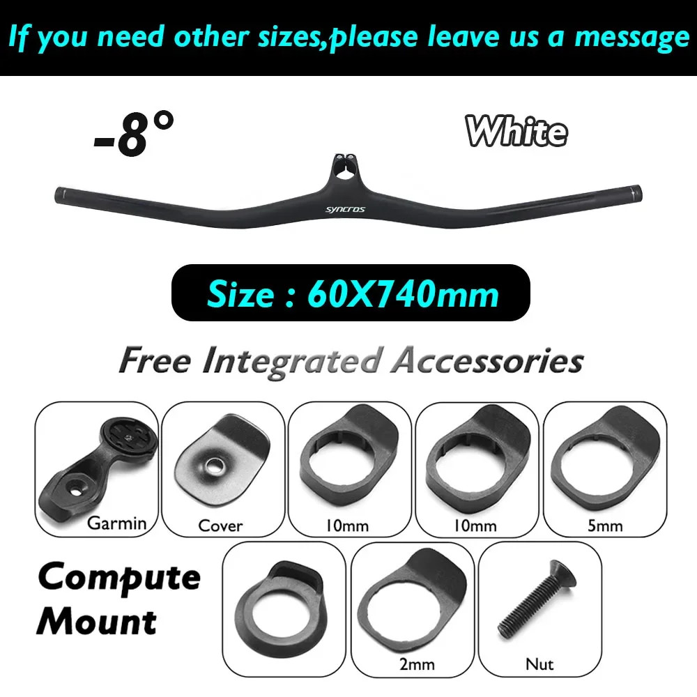 Full Carbon Fiber Integrated Mountain Bike Handlebar 28.6mm Clamp 740mm Width