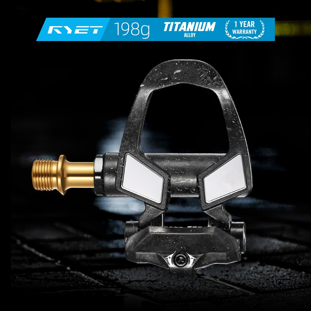 RYET Carbon Road Bike Pedals 198g Titanium Spindle DU Bearings 6° Float SPD