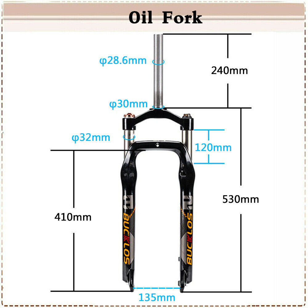 26″*4.0 QR Beach Oil Suspension Fat Fork 1-1/8″ Disc Brake Snow MTB Bicycle Fork