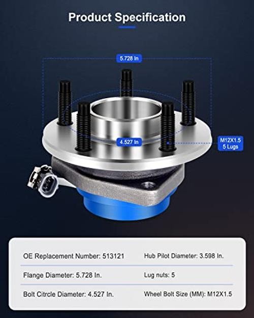 513121 Wheel Bearing Hub Front Wheel Hub and Bearing Assembly Front/Rear 5