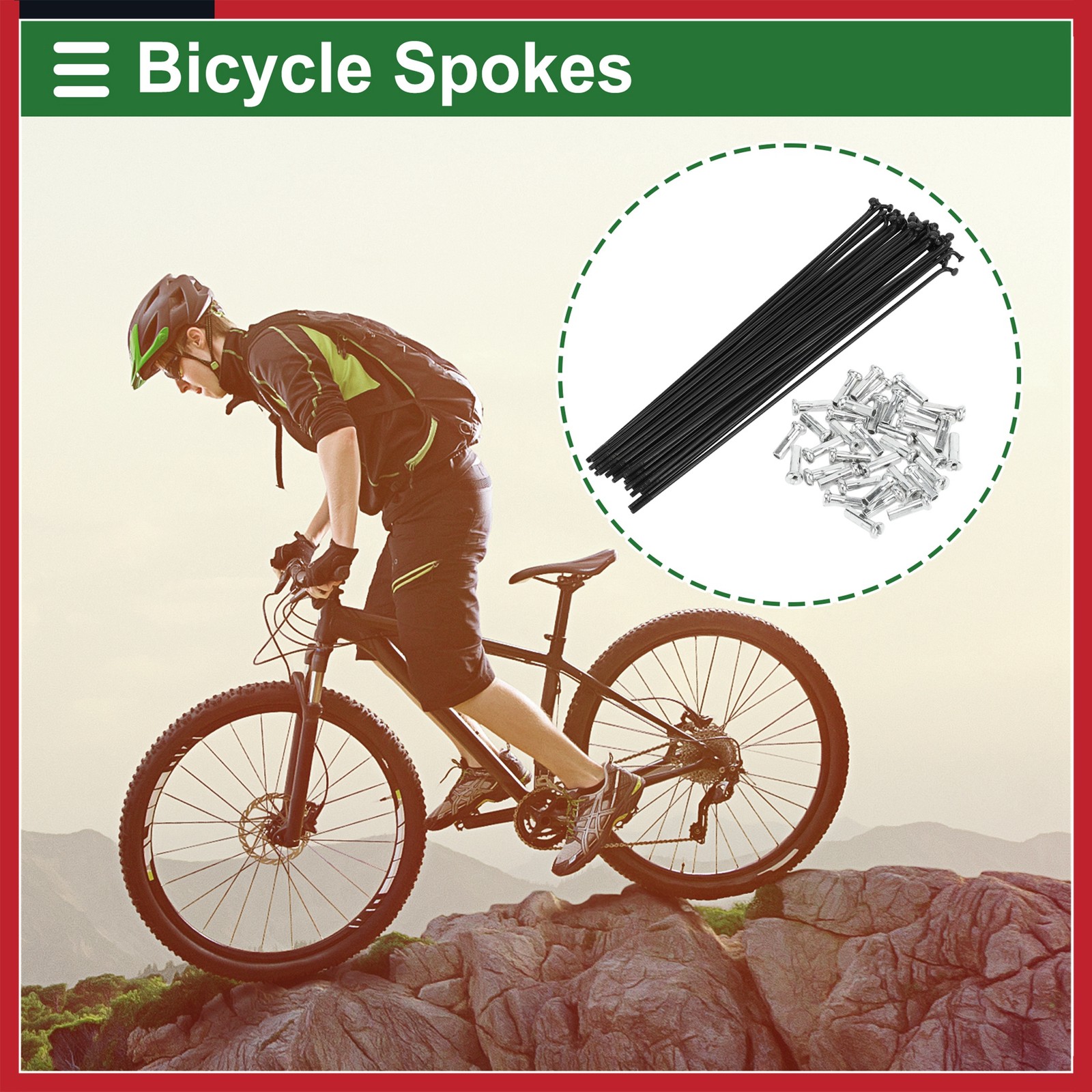 1 Set 14G 225mm Length Bicycle Spokes Nipple Carbon Steel Black Universal New