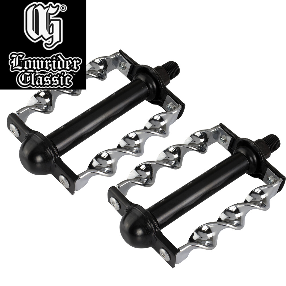 OG Lowrider Classic Flat Twisted Bike Pedals 1/2″ Black/Chrome