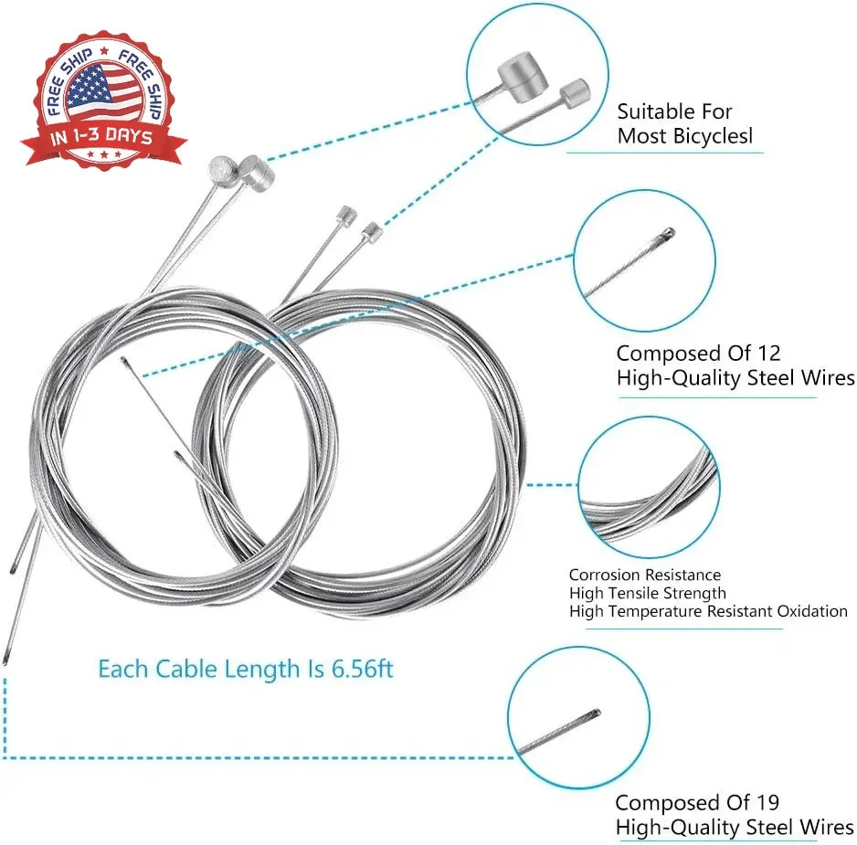 Bike Brake Cable Shifter Cable, Bicycle Gear Cable Wire for Mountain Bike, Bike