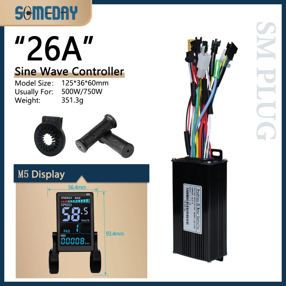 15A-40A 24V-48V Three-Mode E-bike Sine Wave Controller for 250W-1000W Hub Motor